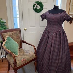 SOLD 1860s two piece Silk Ball Gown